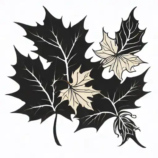 maple leaves with wind blowing tattoo design idea
