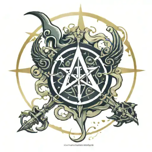 ghostblood symbol intertwined with the quote "per aspera ad astra" tattoo design idea