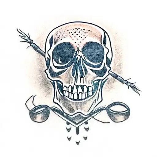 skull with piercings and spiders tattoo design idea