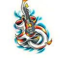 guitar on fire tattoo design idea