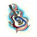 guitar on fire tattoo design idea