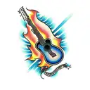 guitar on fire tattoo design idea