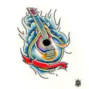 guitar on fire tattoo design idea