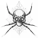 skull with spider webs tattoo design idea