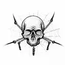 skull with spider webs tattoo design idea