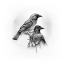 the mockingbird & the crow by hardy tattoo design idea