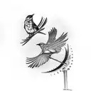 the mockingbird & the crow by hardy tattoo design idea