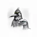 the mockingbird & the crow by hardy tattoo design idea