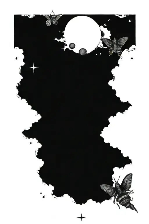 A Cosmic Scene With Planets And Stars Intertwined With Intricate small deaths head moth tattoo design idea