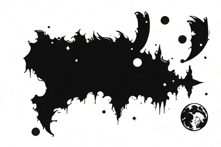 deaths head moth leaving a trail of planets  tattoo design idea