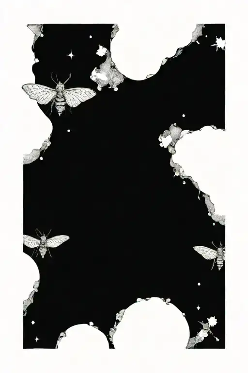 A Cosmic Scene With Planets And Stars Intertwined With one Intricate medium deaths head moth tattoo design idea