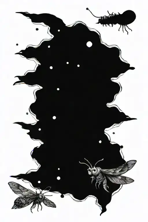 deaths head moth leaving a trail of planets  tattoo design idea