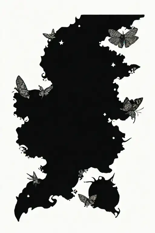 A Cosmic Scene With Planets And Stars Intertwined With one Intricate medium deaths head moth and no black background  tattoo design idea