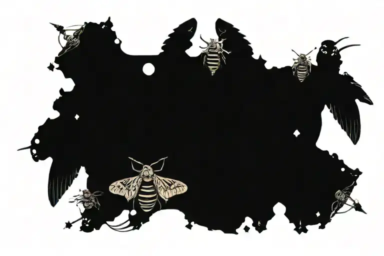 deaths head moth surrounded by planets  tattoo design idea