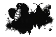deaths head moth surrounded by planets  tattoo design idea
