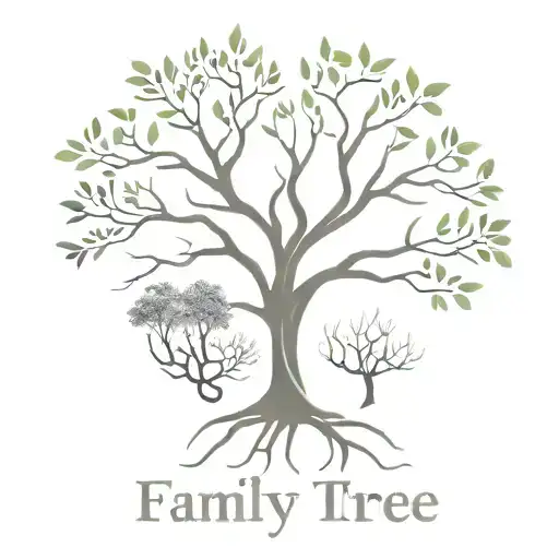 family tree with roots and names maddison, carleea, braidy, morgan and harvey coming out of the tree on branches tattoo design idea