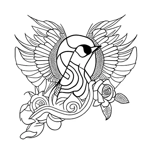 Cuervo y colibrí  tattoo design idea