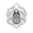 A design featuring the lyrics of a Suicideboys song intertwined with intricate dotwork patterns tattoo design idea