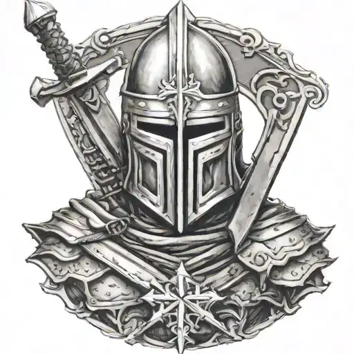knight templar with a sword tattoo design idea