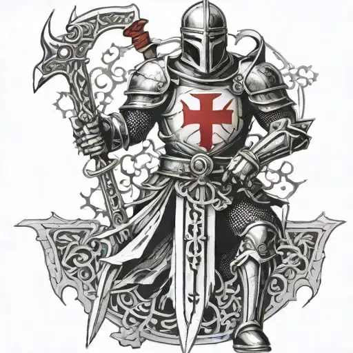 knight templar with a sword tattoo design idea