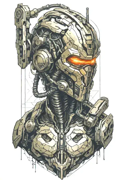 Doom slayer cyberpunk tattoo design idea