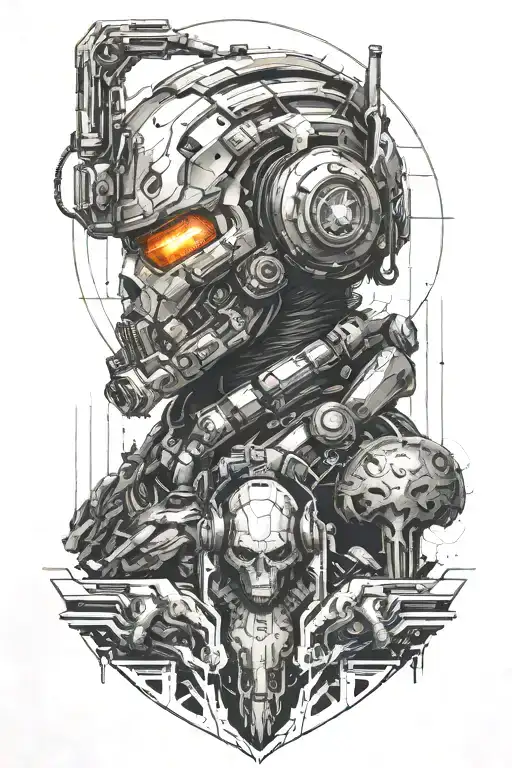 Doom slayer cyberpunk scene tattoo design idea