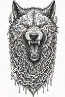 Fenrir wolf with chains and blood dripping tattoo design idea