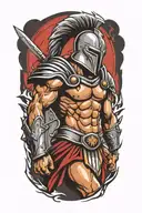spartan warrior gladiator standing triumphantly tattoo design idea
