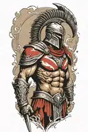 spartan warrior gladiator standing triumphantly tattoo design idea