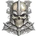 skull helmet knight templar with a sword tattoo design idea