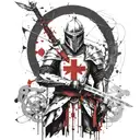 knight templar with a sword tattoo design idea