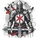 knight templar with a sword tattoo design idea