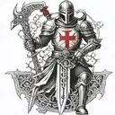 knight templar with a sword tattoo design idea