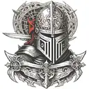 knight templar with a sword tattoo design idea