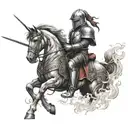 Medieval knight kissing valkyrie warrior woman tattoo design idea