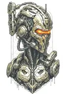 Doom slayer cyberpunk tattoo design idea