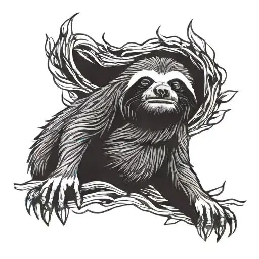 angry dark sloth laying horizontally tattoo design idea