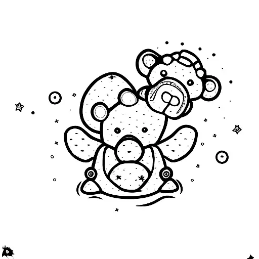 baby triceratops wearing teddy bear costume sleeping tattoo design idea