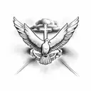 Christian Cross, john 3:16, family, clouds, dove, feathers, lead us not into temptation but deliver us from evil tattoo design idea