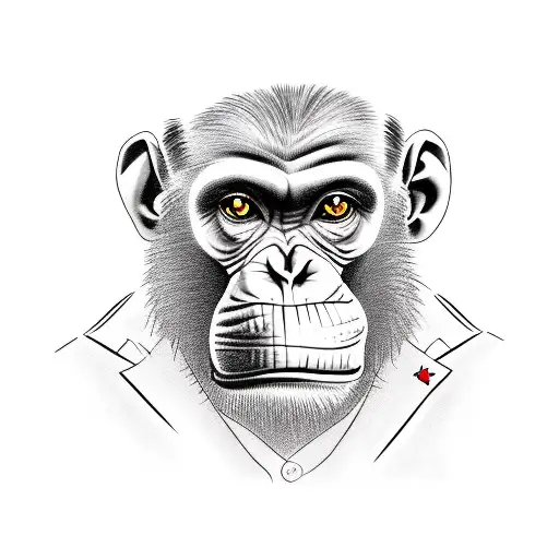 Mafia Chimpanzee with a suit on holding a tommy gun  tattoo design idea