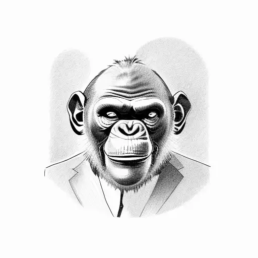 Mafia chimpanzee with a suit holding a tommy gun tattoo design idea