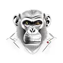 Mafia Chimpanzee with a suit on holding a tommy gun  tattoo design idea