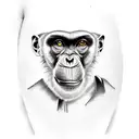 Mafia Chimpanzee with a suit on holding a tommy gun  tattoo design idea