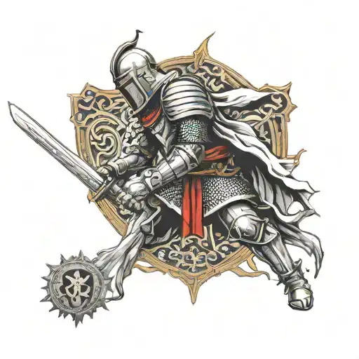 Templar knight with a sword tattoo design idea