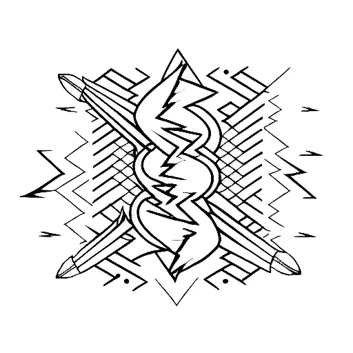 Electric guitar with lightning bolts tattoo design idea