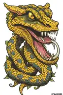 eyelash viper open mouth open tattoo design idea