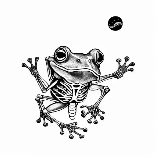frog with skeleton in space  tattoo design idea