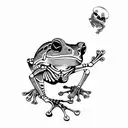 frog with skeleton in space  tattoo design idea