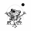 frog with skeleton in space  tattoo design idea
