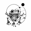 frog with skeleton in space  tattoo design idea
